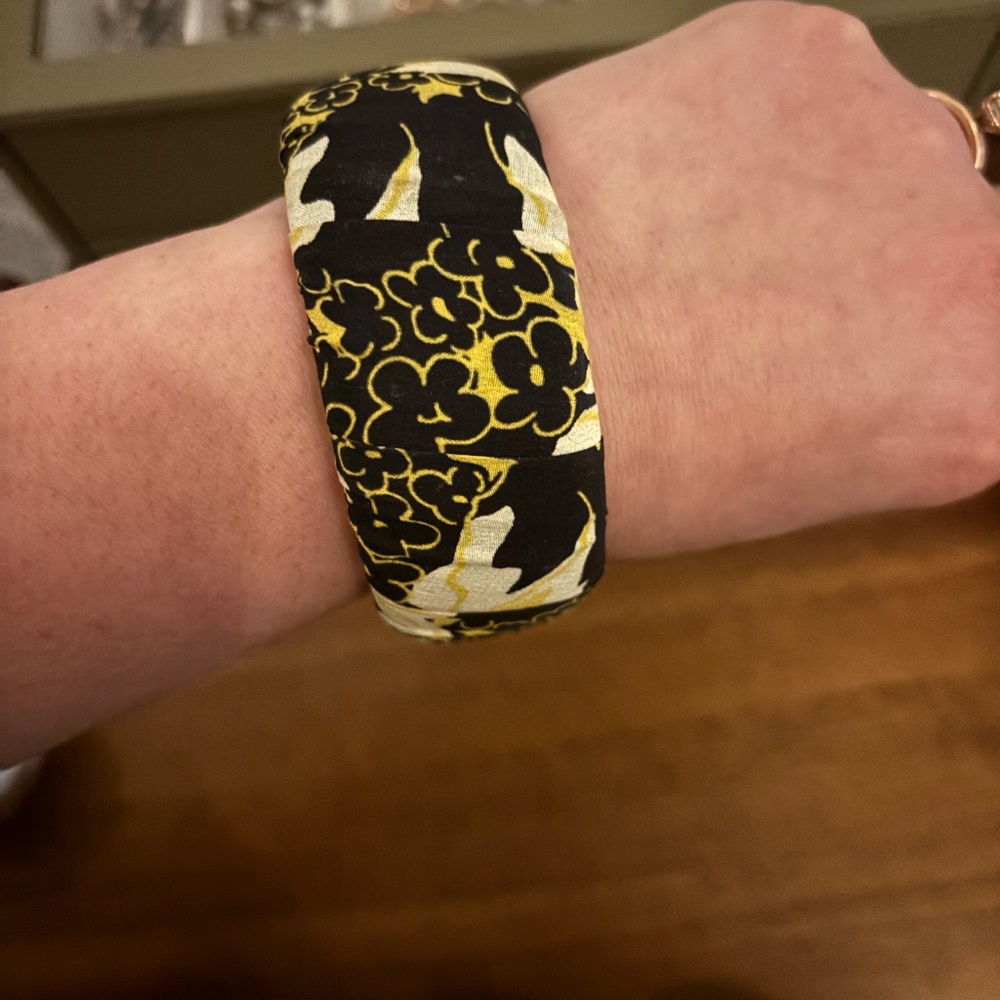 Rare Vintage Etro Floral Black and Yellow Scarf Bangle